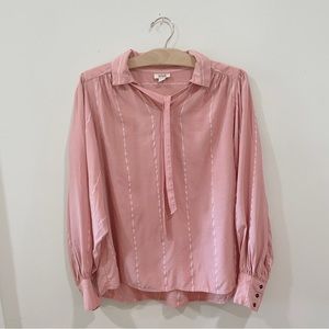 🤍A.N.A. | striped tie collar long sleeve top